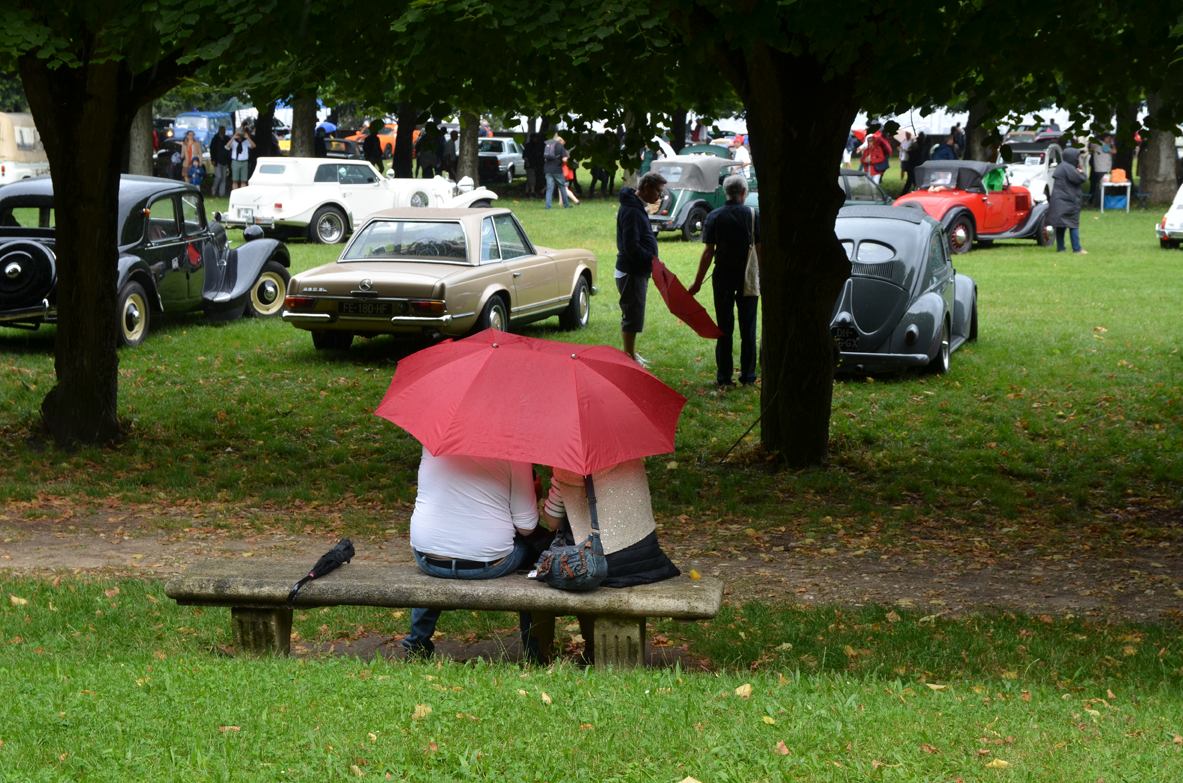 Couple sous un double parapluie 1