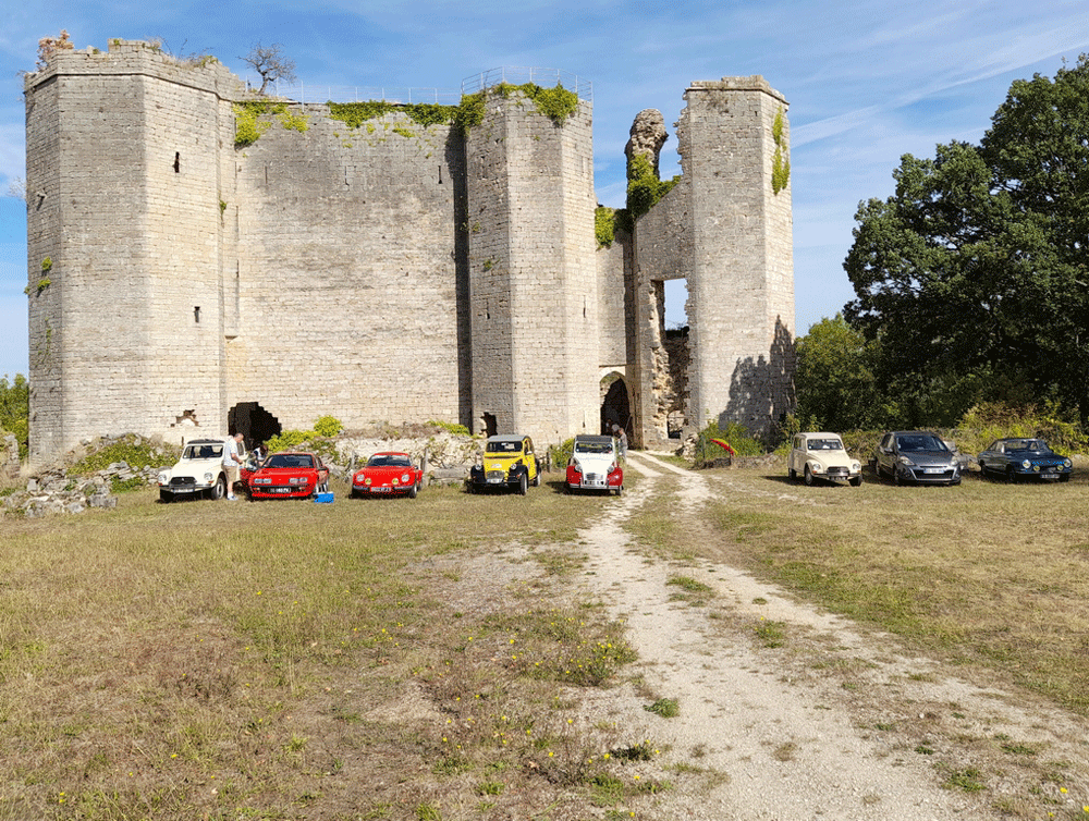 Les titines devant le chateau